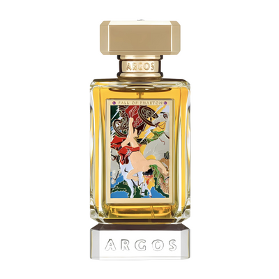 Perfume bottle with decorative label and 'ARGOS' branding on a white background