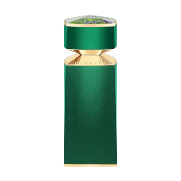 Kobraa Bvlgari perfume A green and gold fragrance bottle designed for men.