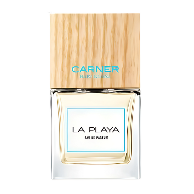 CLa Playa Carner Barcelona 
 Barcelona La Playa eau de parfum bottle with wooden cap on a white background