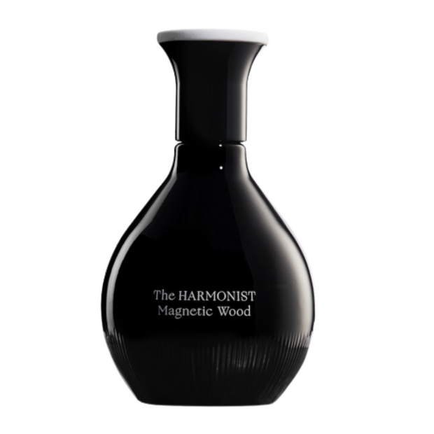 Magnetic Wood The Harmonist A black bottle of Magnetic Wood The Harmonist perfume with white text on the label.