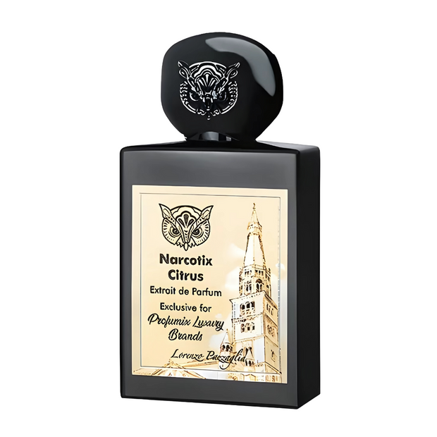 Narcotix Citrus EXTRAIT Perfume bottle with decorative label on a white background
