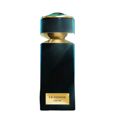 A bottle of Orom Bvlgari fragrance with a black label and gold accents.