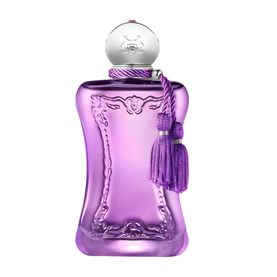 Palatine Parfums de Marly Purple perfume bottle with decorative elements on a white background