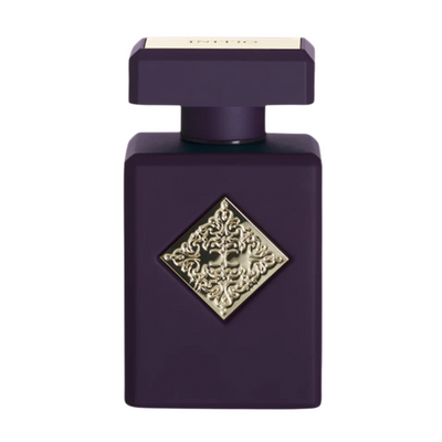 Side Effect Initio perfume A purple perfume bottle with a geometric pattern on the label and a gold-colored cap.